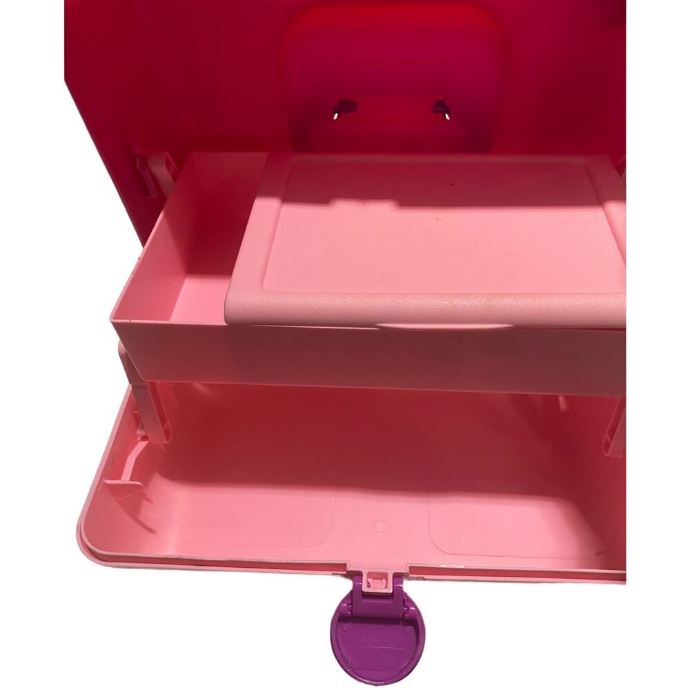 Vintage Caboodles 5626 Organizer MakeUp Case 3-Tier Mirror Large Glitter Pink - Picture 3 of 5